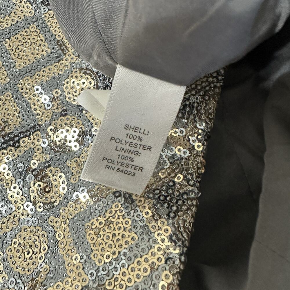 Banana Republic Cocktail Dress Women 6 Gold Silver Metallic Sequin Shift Party - Picture 10 of 12